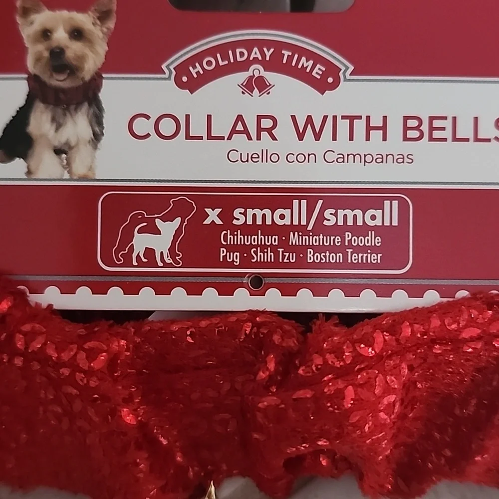 🎄🎅 DOG/CAT Red SEQUIN Collar with Bells 🎅🎄